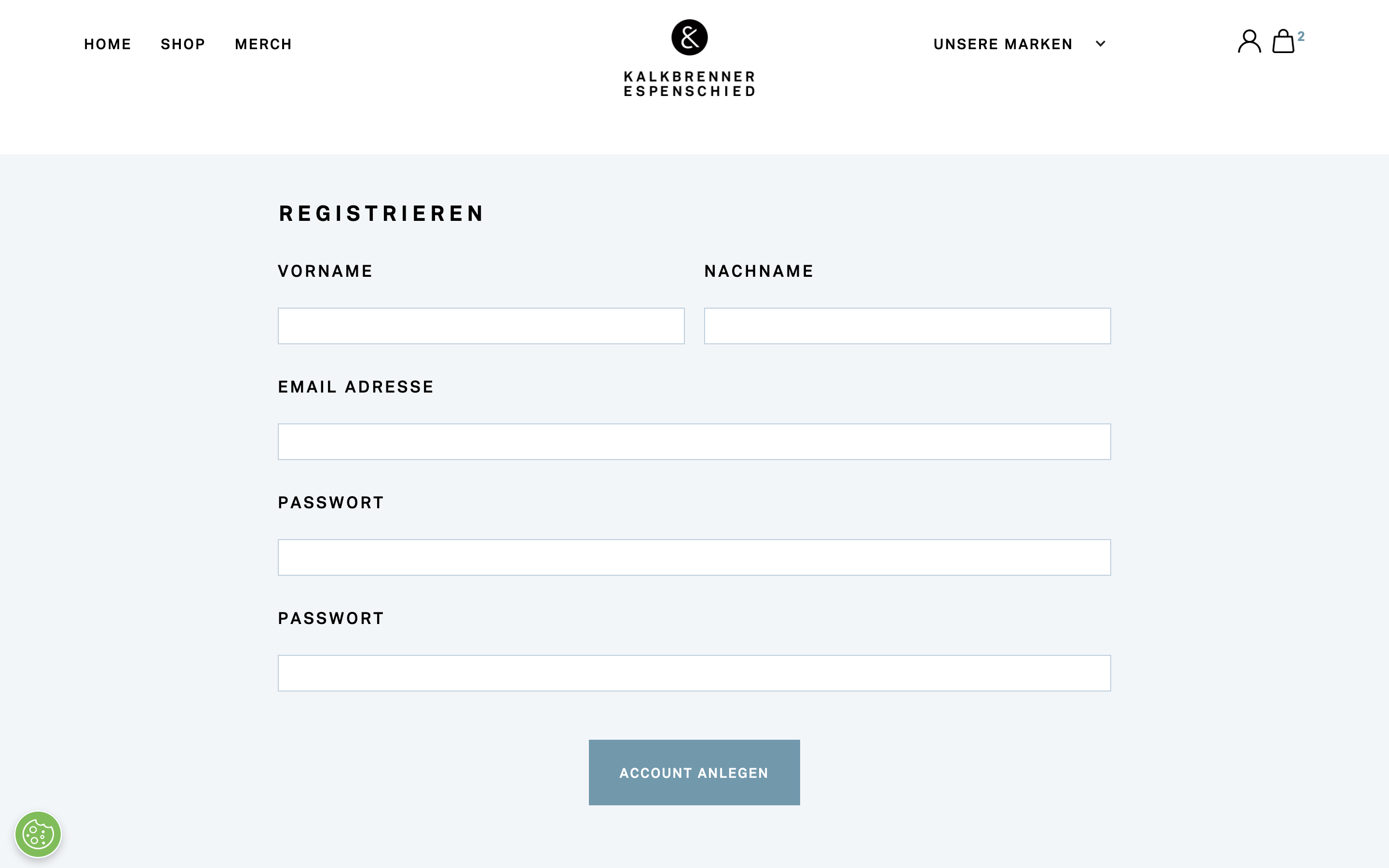 Register Account Page